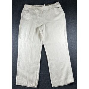Chicos Linen Blend Wide Leg Pants Beige Drawstring Waist sz 3 XL NWT *Flawed